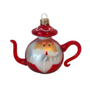 Christmas Tree Ornament Hand Blown Tea Pot Santa Claus Glass Ornament